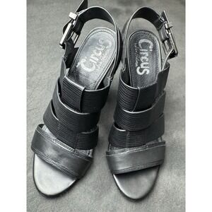 Circus by Sam Edelman Natalie Black Platform Heels 7M Strappy Buckle Grunge Goth